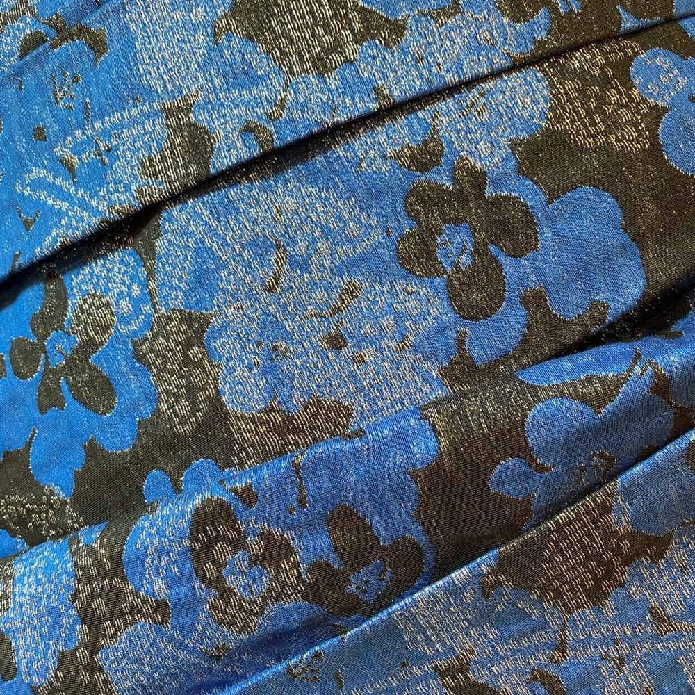 Blue & Black Silver Embroidered Floral dress- S16